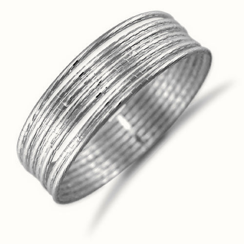 Sterling Silver 7 Strand Diamond Cut Slave Bangle – ABG006