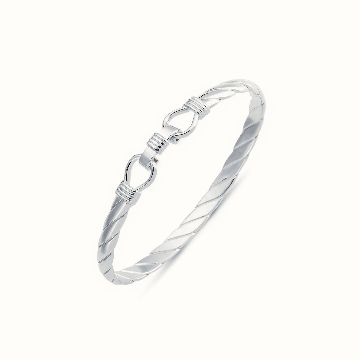 Sterling Silver Twisted D Shape Wire Stirrup Bangle – ABG059