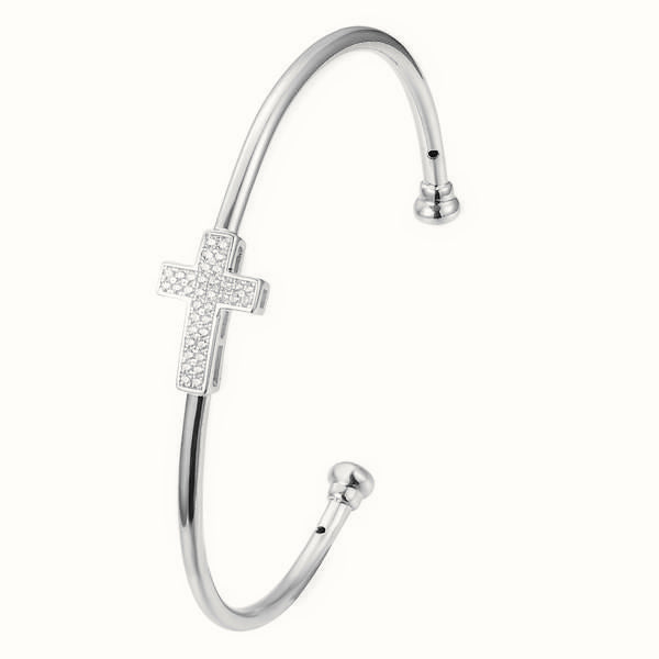 Sterling Silver CZ Cross Bangles – ABG069