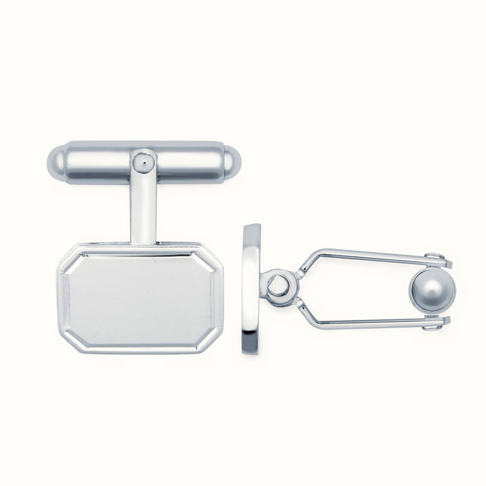 Sterling Silver Engine Turned Rectangular Cufflinks Swivel Backs – ACL025