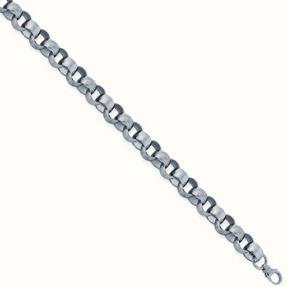 Sterling Silver Plain & Patterned Cast Belcher Bracelet – ACN002K