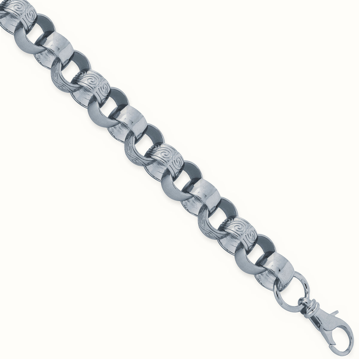 Sterling Silver Cast Patterned & Plain Belcher Bracelet – ACN002L