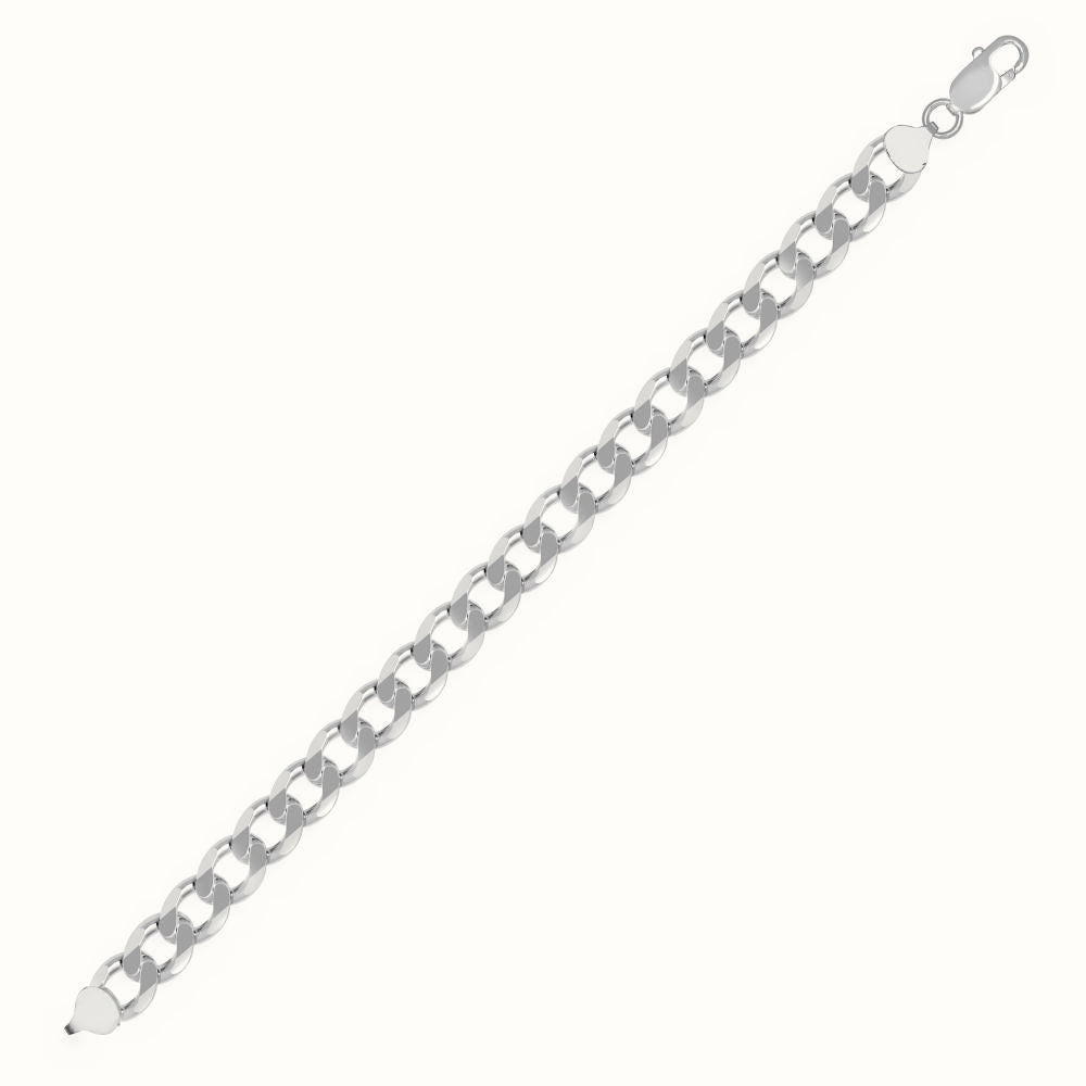 Sterling Silver Diamond Cut Flat Curb 9.6mm Gauge Bracelet – ACN006J