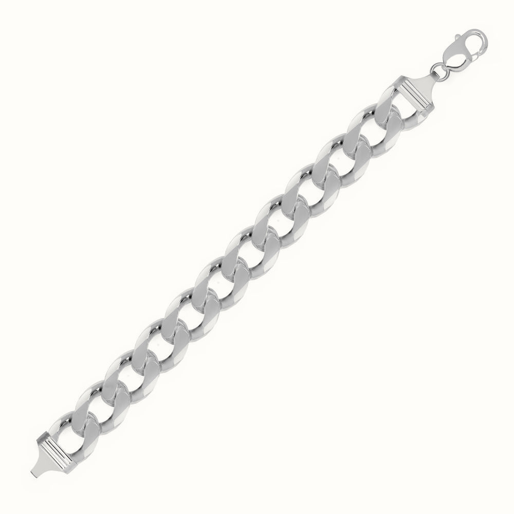 Sterling Silver Diamond Cut Flat Curb 15.5mm Gauge Bracelet – ACN006M