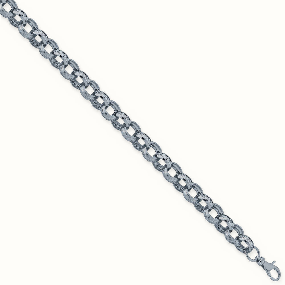 Sterling Silver CZ set and Patterned Belcher Bracelet – ACN024B