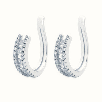 Sterling Silver Rhodium Plated CZ Set Earrings – AEC014