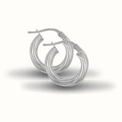 Sterling Silver 3mm round-tube twisted Hoop Earrings with a creole fixing. – AER001A