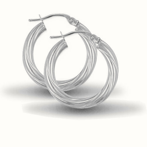 Sterling Silver 3mm round-tube twisted creole Hoop Earrings – AER001B