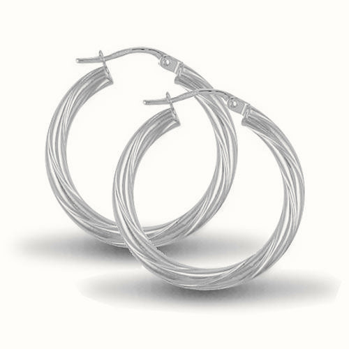 Sterling Silver 3mm round-tube twisted creole Hoop Earrings – AER001C