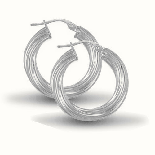 Sterling Silver 4mm round-tube twisted creole Hoop Earrings – AER002A