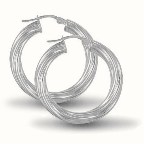 Sterling Silver 4mm round-tube twisted creole Hoop Earrings – AER002B