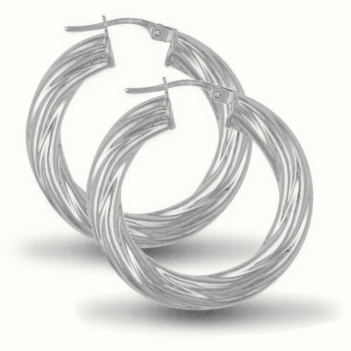 Sterling Silver 5mm round-tube twisted creole Hoop Earrings – AER003B