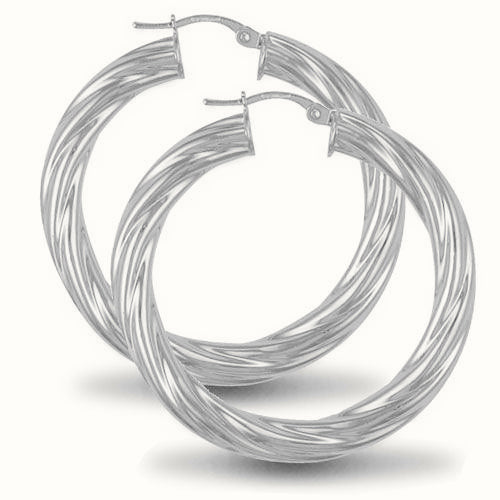 Sterling Silver 5mm round-tube twisted creole Hoop Earrings – AER003D