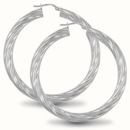 Sterling Silver 5mm round-tube twisted creole Hoop Earrings – AER003E