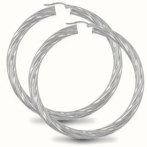 Sterling Silver 5mm round-tube twisted creole Hoop Earrings – AER003F