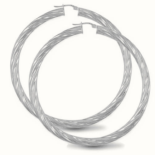 Sterling Silver 5mm round-tube twisted creole Hoop Earrings – AER003G