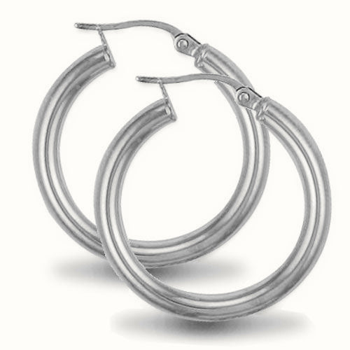 Sterling Silver 3mm polished creole Hoop Earrings – AER006B