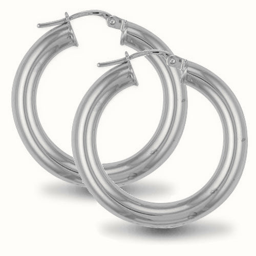 Sterling Silver 4mm polished creole Hoop Earrings – AER007B