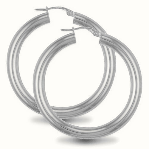 Sterling Silver 4mm polished creole Hoop Earrings – AER007C