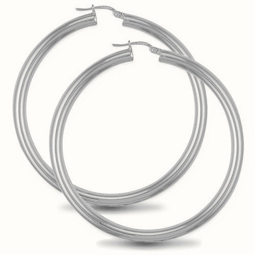 Sterling Silver 4mm polished creole Hoop Earrings – AER007E