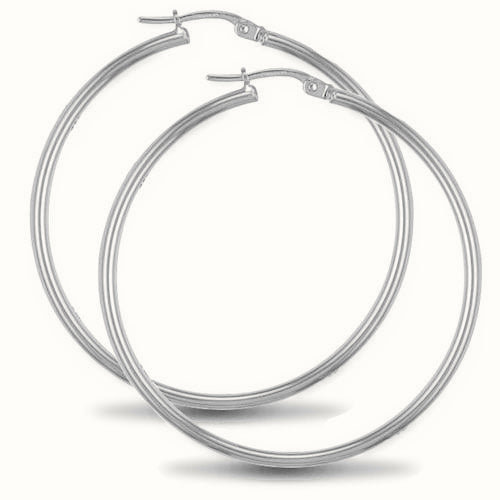 Sterling Silver 2mm polished creole Hoop Earrings – AER008A
