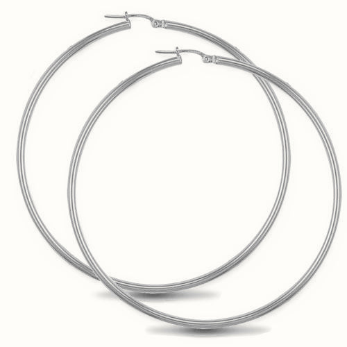 Sterling Silver 2mm polished creole Hoop Earrings – AER008B