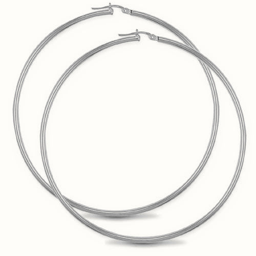 Sterling Silver 2mm polished creole Hoop Earrings – AER008C