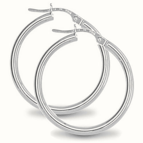 Sterling Silver 2mm polished creole Hoop Earrings – AER009C
