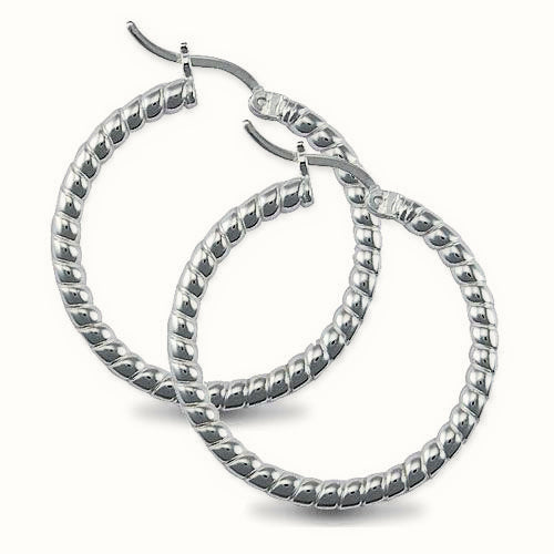 Sterling Silver Ribbed Hoop Earrings – AER012B