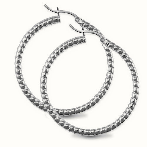 Sterling Silver Ribbed Hoop Earrings – AER012C