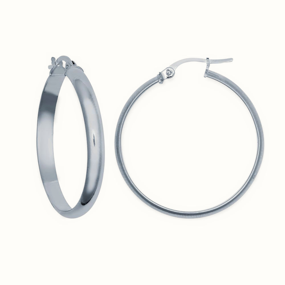 Sterling Silver 4mm Wedding Band Style Hoop Earrings – AER135C