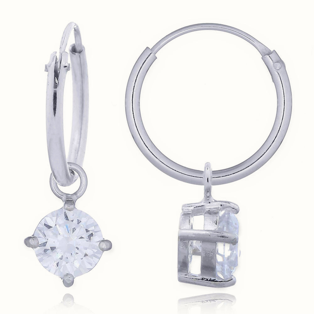 Sterling Silver Hoop Earrings - CZ Set – AER143