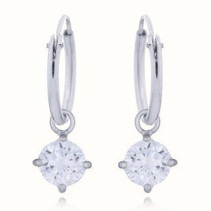 Sterling Silver Hoop Earrings - CZ Set – AER143
