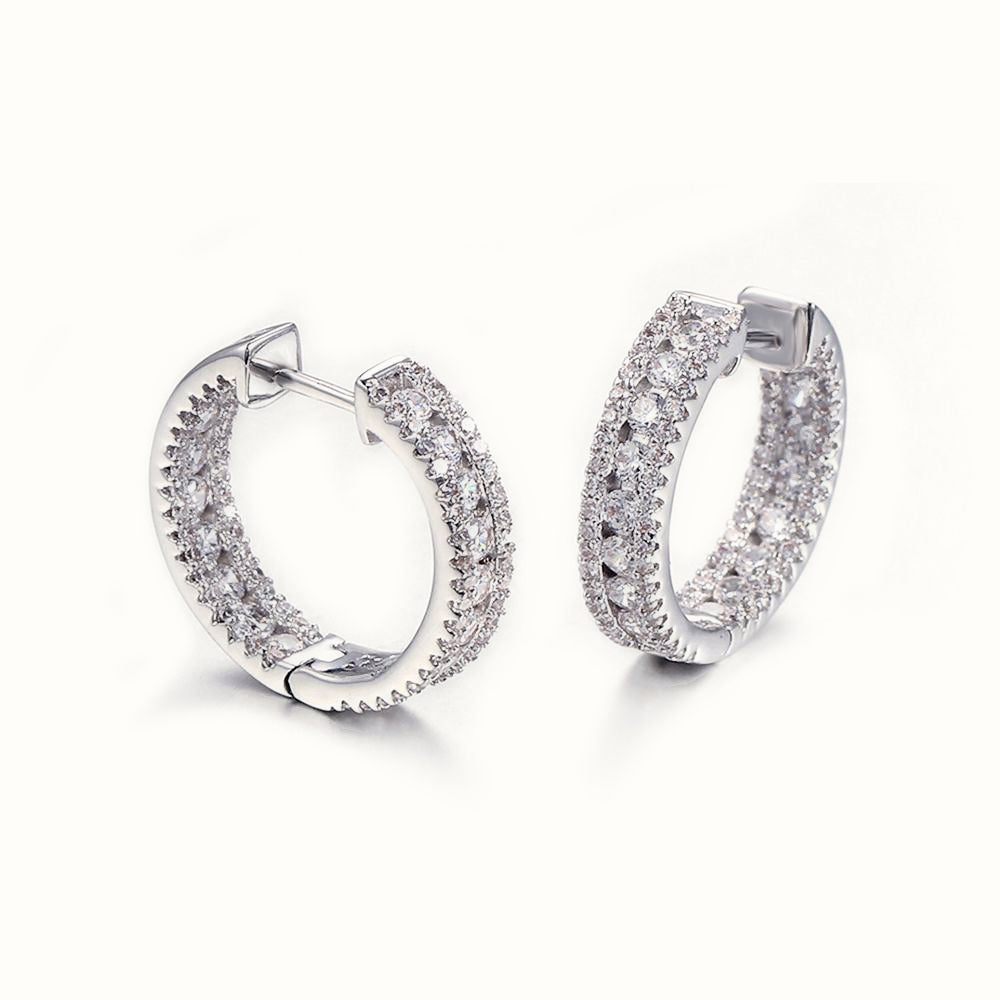Sterling Silver CZ Set Hoop Earrings 19mm – AER145