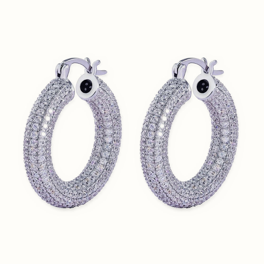 Sterling Silver CZ Set Hoop Earrings – AER147