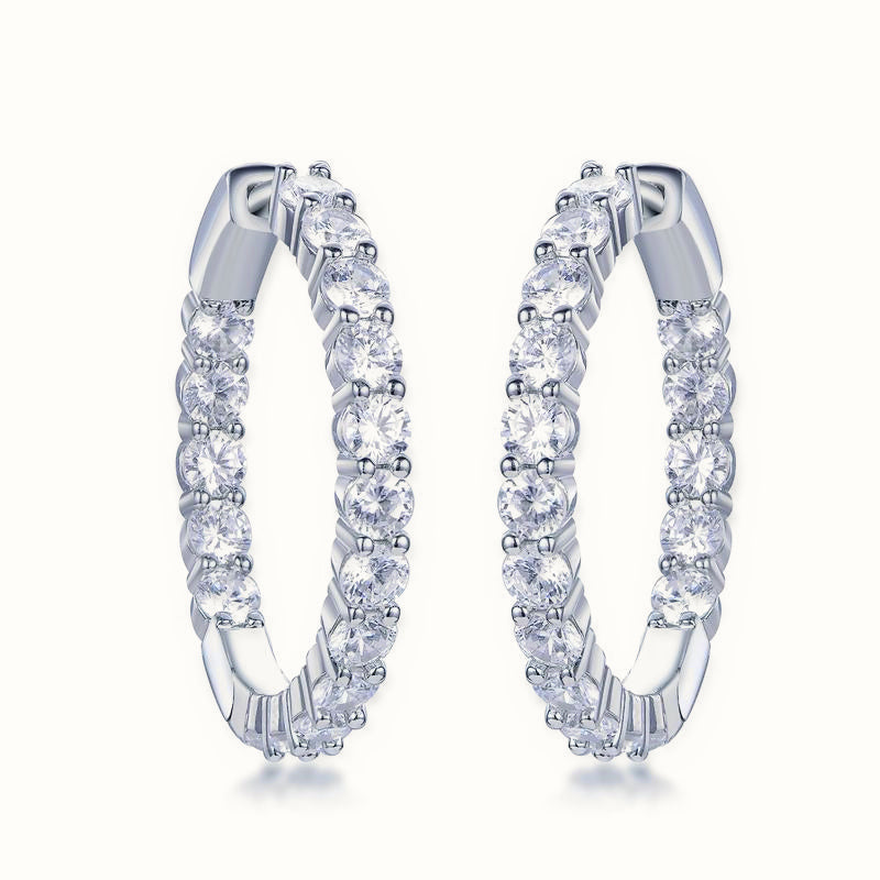 Sterling Silver CZ Set Hoop Earrings 22mm – AER148