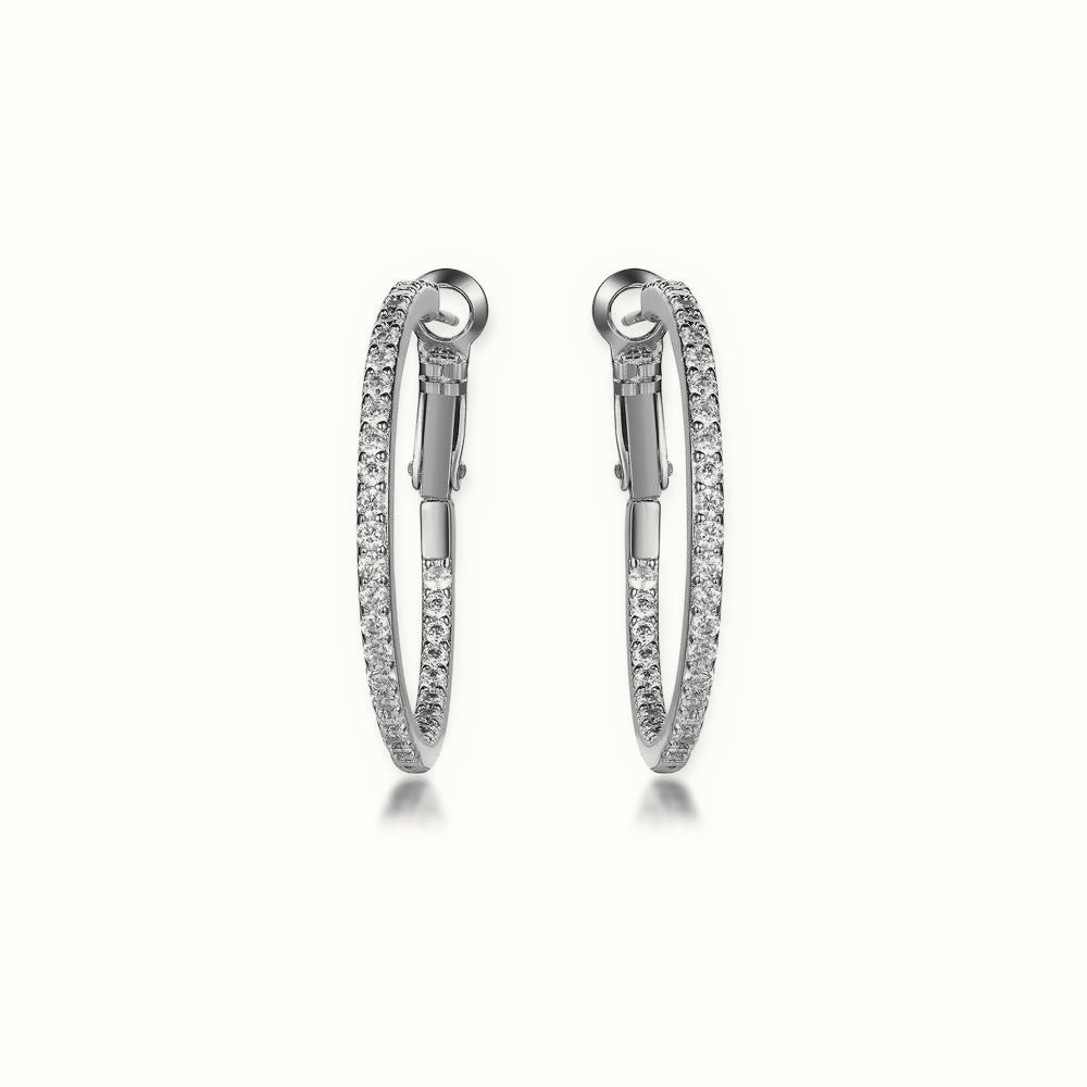 Sterling Silver CZ Set Hoop Earrings 31mm – AER149