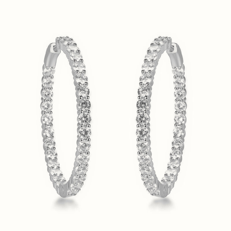 Sterling Silver CZ Set Hoop Earrings 30mm – AER151