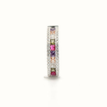 Sterling Silver Rhodium Plated Multri Col CZ Set Earrings – AER153