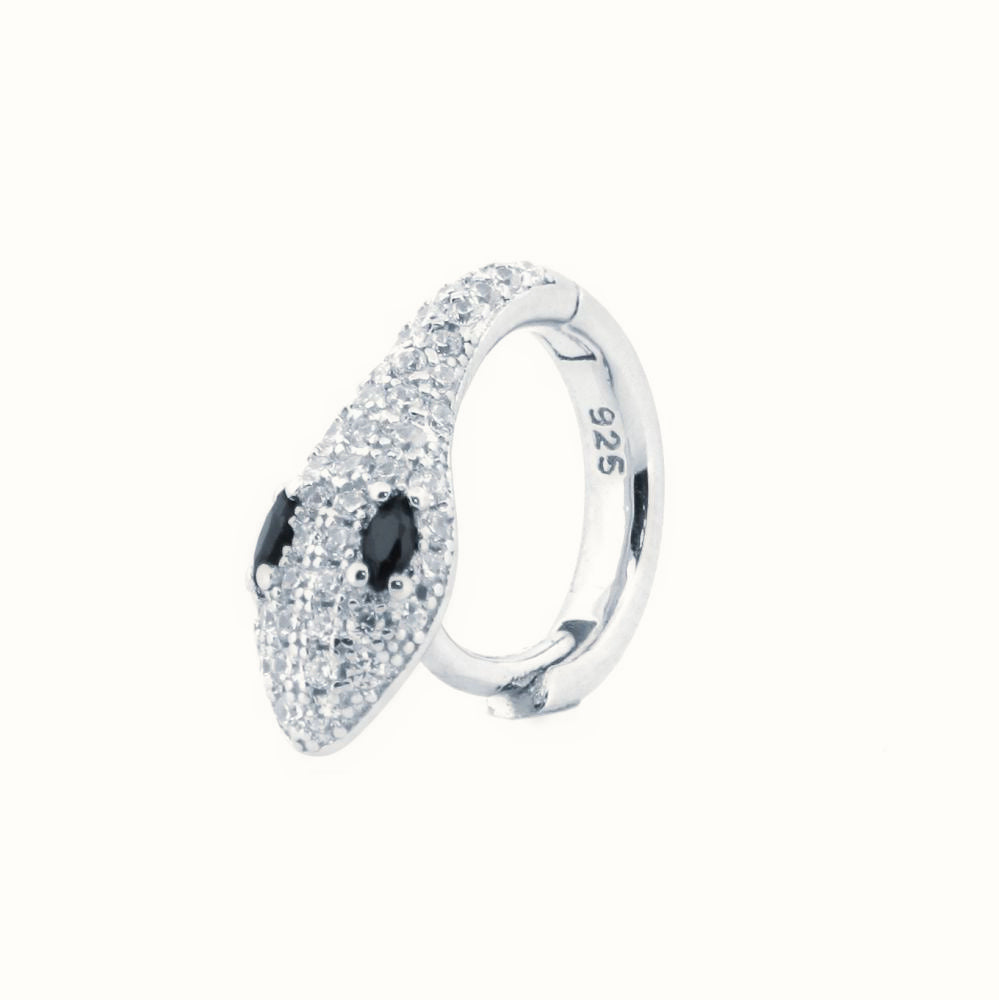 Sterling Silver Rhodium Plated CZ Set Snake Earrings – AER155