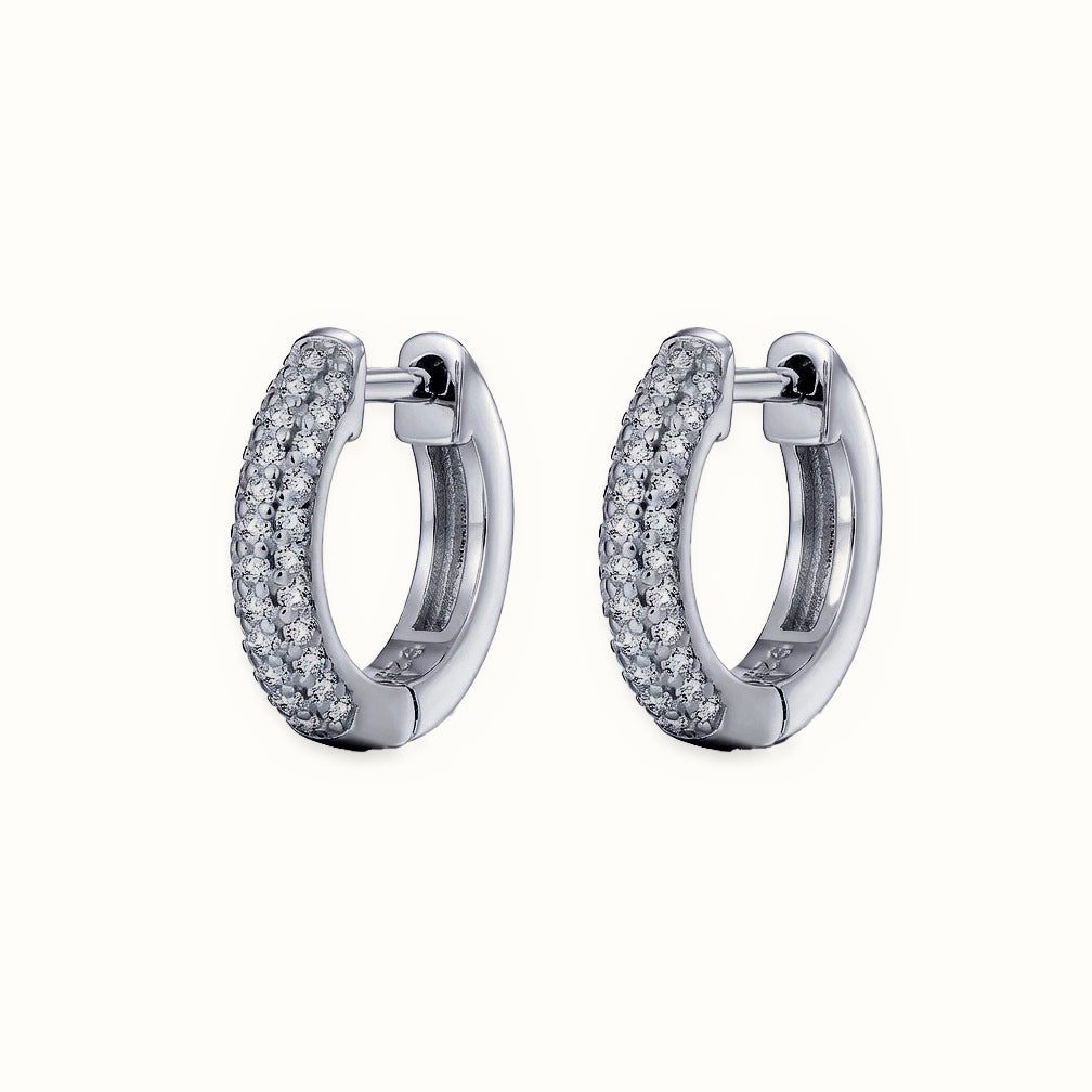 Sterling Silver CZ Set Huggie Earrings – AER181A