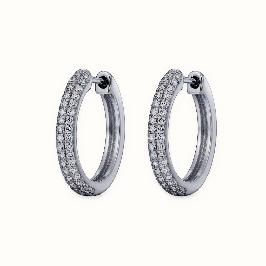 Sterling Silver CZ Set Huggie Earrings – AER181B