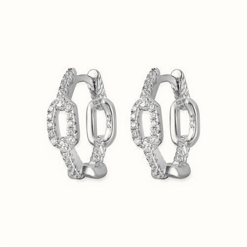 Sterling Silver CZ Chain Link Hoops – AER189
