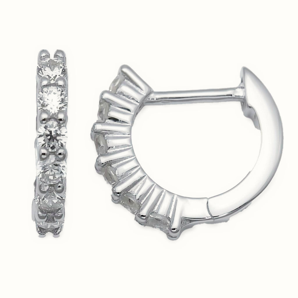 Sterling Silver Baguette CZ Hoop Earrings – AER207