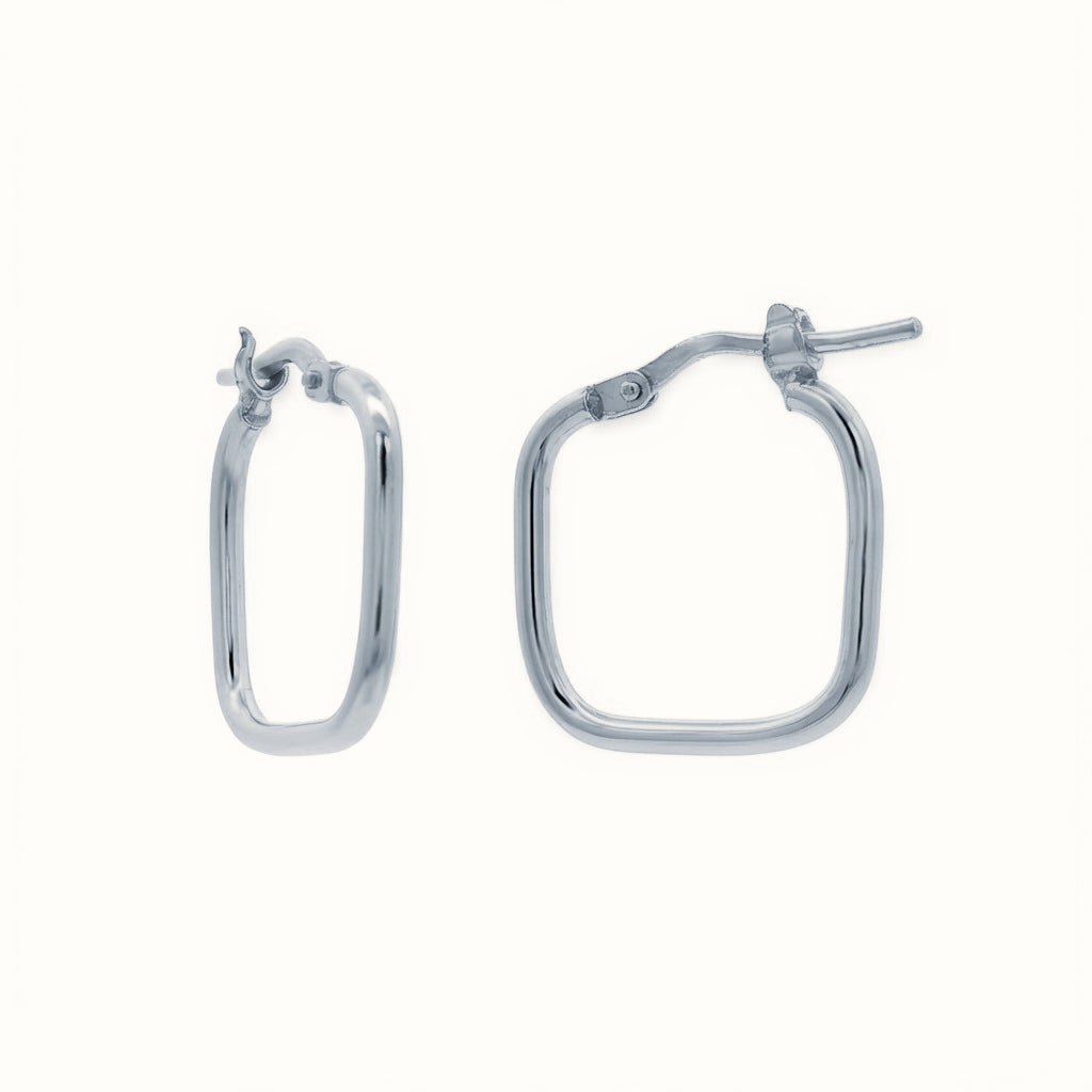 Sterling Silver Square Shape 18mm Hoops – AER274A