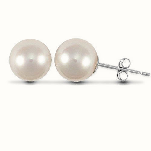 ladies 925 Sterling Silver 7-8mm freshwater pearl stud earrings. – AES007