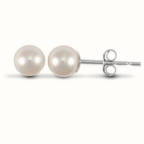 ladies 925 Sterling Silver 5-6mm freshwater pearl stud earrings. – AES009