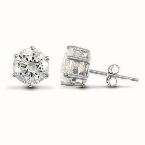 Sterling Silver 6mm Cubic Zirconia Stud Earrings – AES053