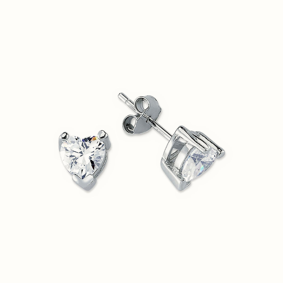 Sterling Silver 6mmHeart Shape CZ Stud Earrings – AES054B