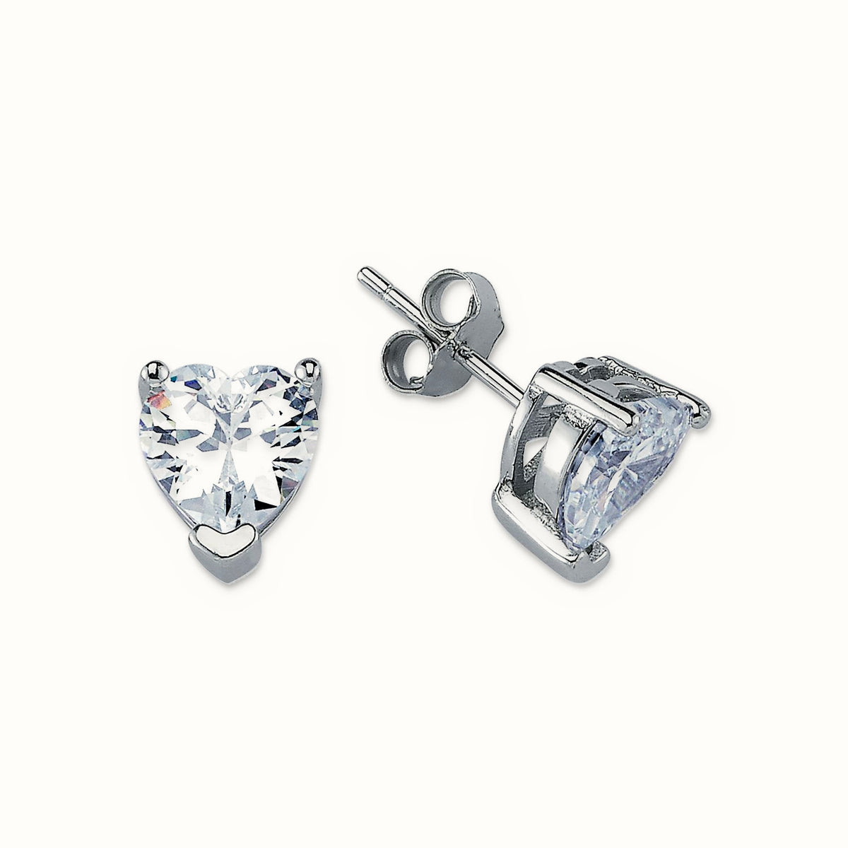 Sterling Silver 8mm Heart Shape CZ Stud Earrings – AES054C